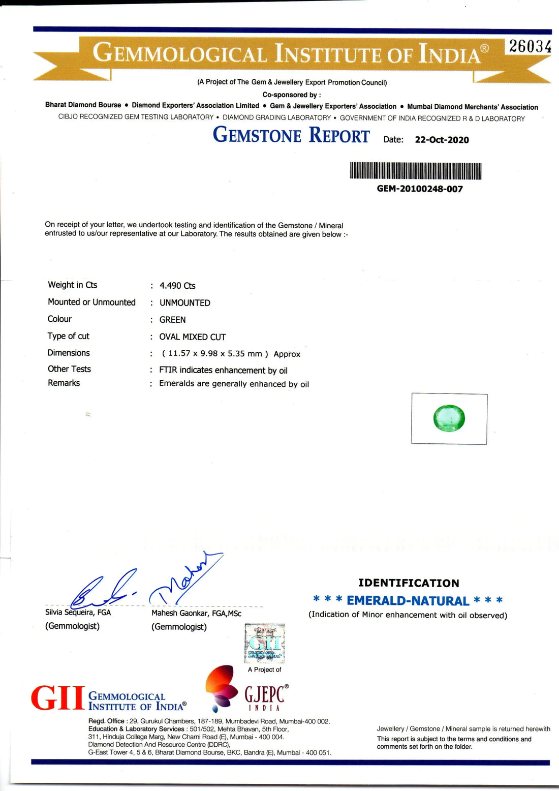 4.49 Ct GII Certified Untreated Natural Zambian Emerald Gems AAA - Venus Gems