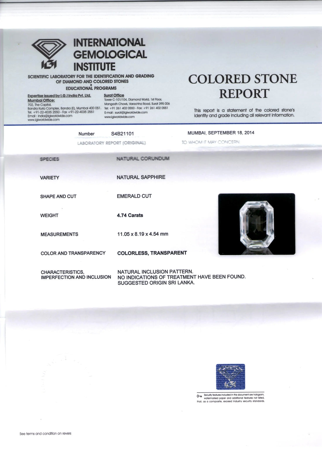 4.74 Ct Unheated Untreated Natural Premium White Sapphire Gemstone
