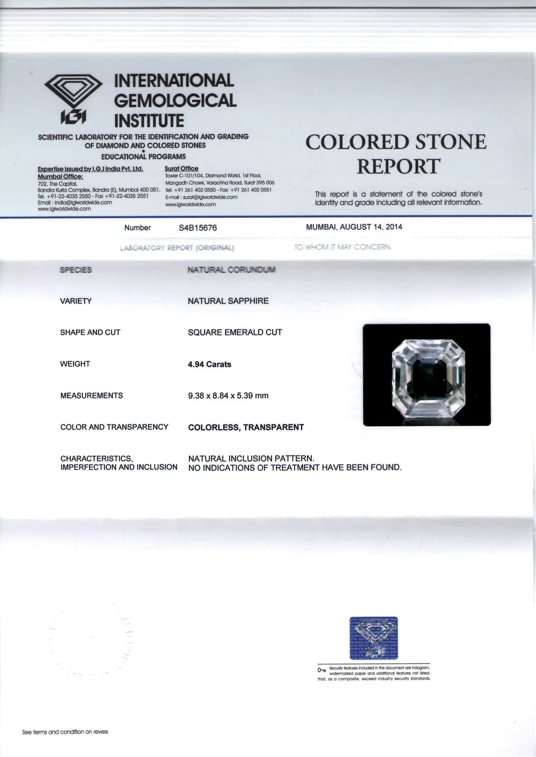 4.94 Ct Unheated Untreated Natural Premium White Sapphire Gemstone