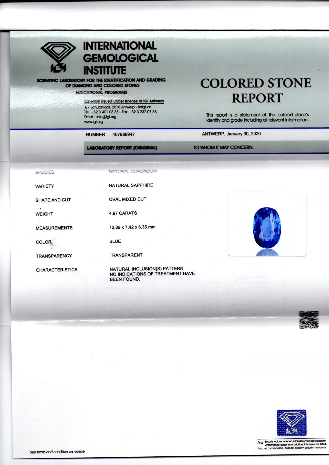 4.98 Ct GII Certified Unheated Untreated Natural Ceylon Blue Sapphire - Venus Gems