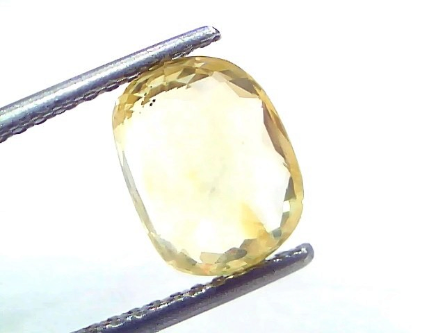 Venus Gems 4.00 carat unheated natural Ceylon yellow sapphire with a cushion mix cut and excellent luster