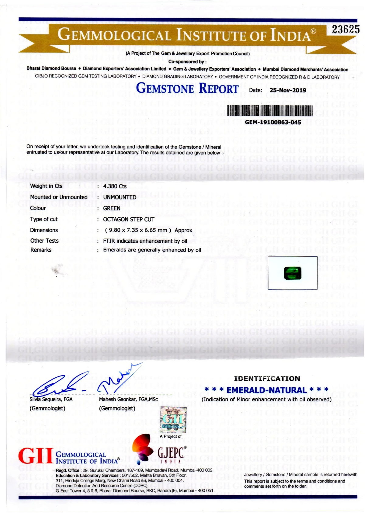 4.38 Ct GII Certified Untreated Natural Zambian Emerald Gems AAA - Venus Gems