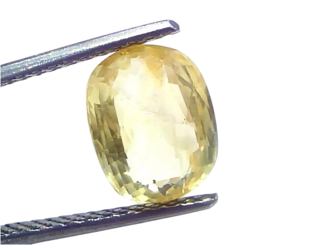 Venus Gems 4.00 carat unheated natural Ceylon yellow sapphire with a cushion mix cut and excellent luster