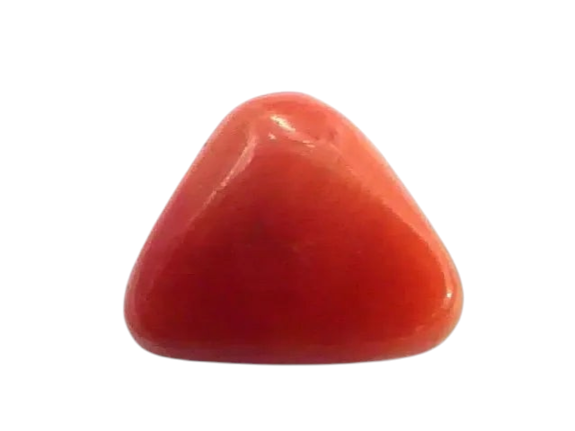 4.52 Ct 5.02 Ratti Natural Italian Triangle Red Coral Moonga Gemstone - Venus Gems