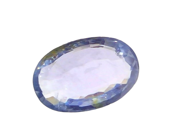 4.00 carat unheated natural Ceylon blue sapphire, oval cut, displayed with tweezers against a white background.