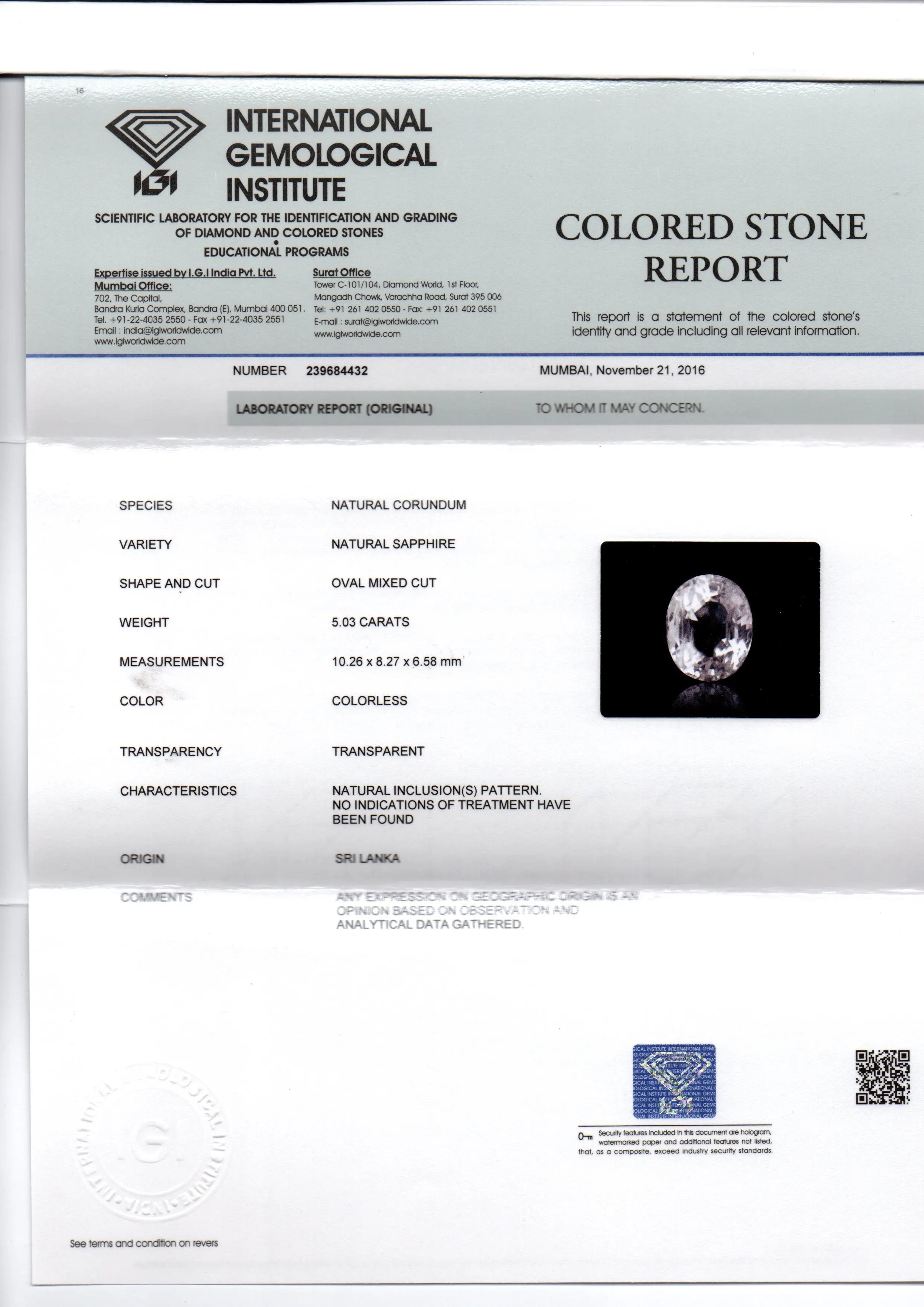 5.03 Ct Unheated Untreated Natural Ceylon White Sapphire AAAAA