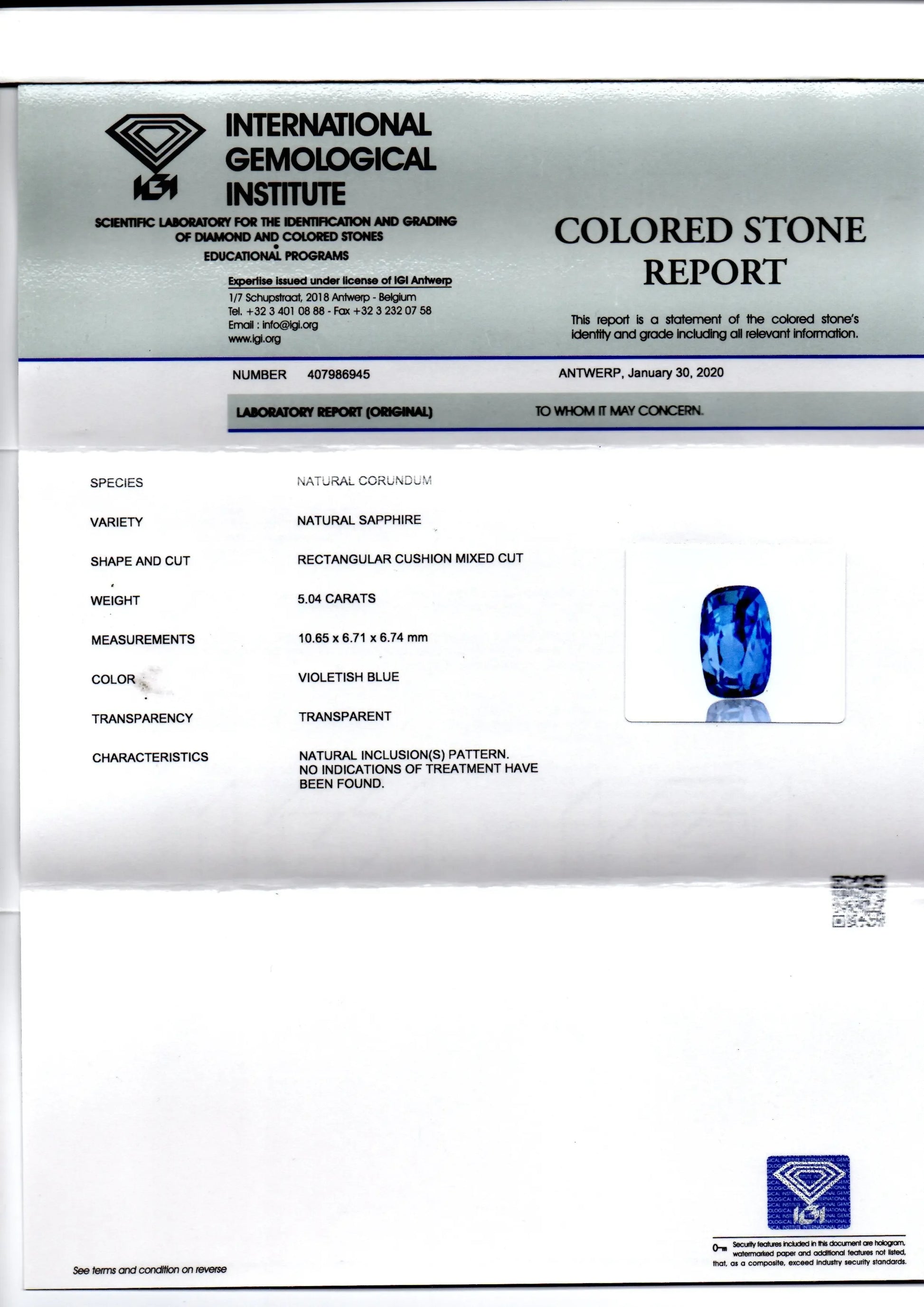 5.04 Ct GII Certified Unheated Untreated Natural Ceylon Blue Sapphire - Venus Gems