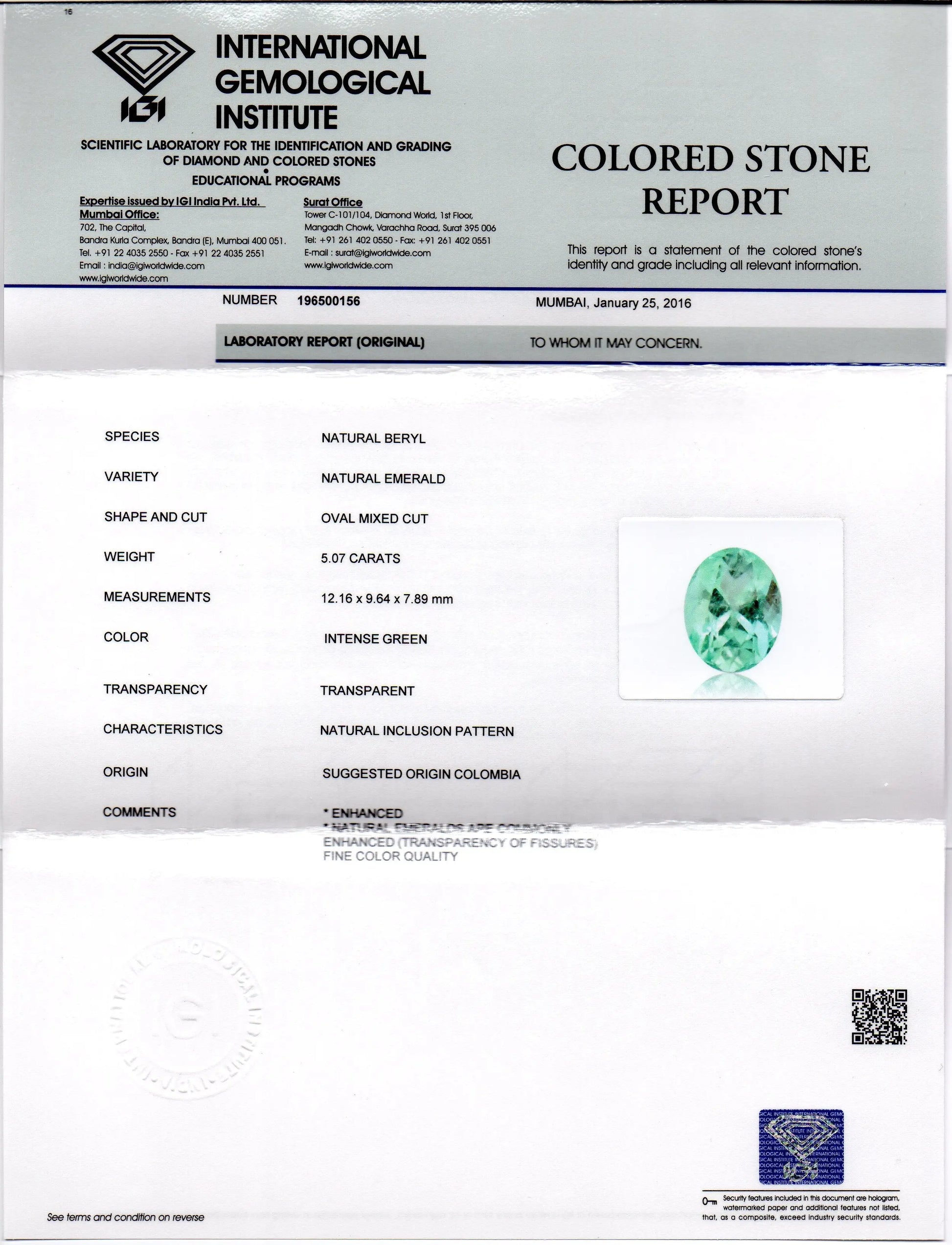 5.07 Ct Unheated Natural Colombian Emerald Gemstone**RARE**