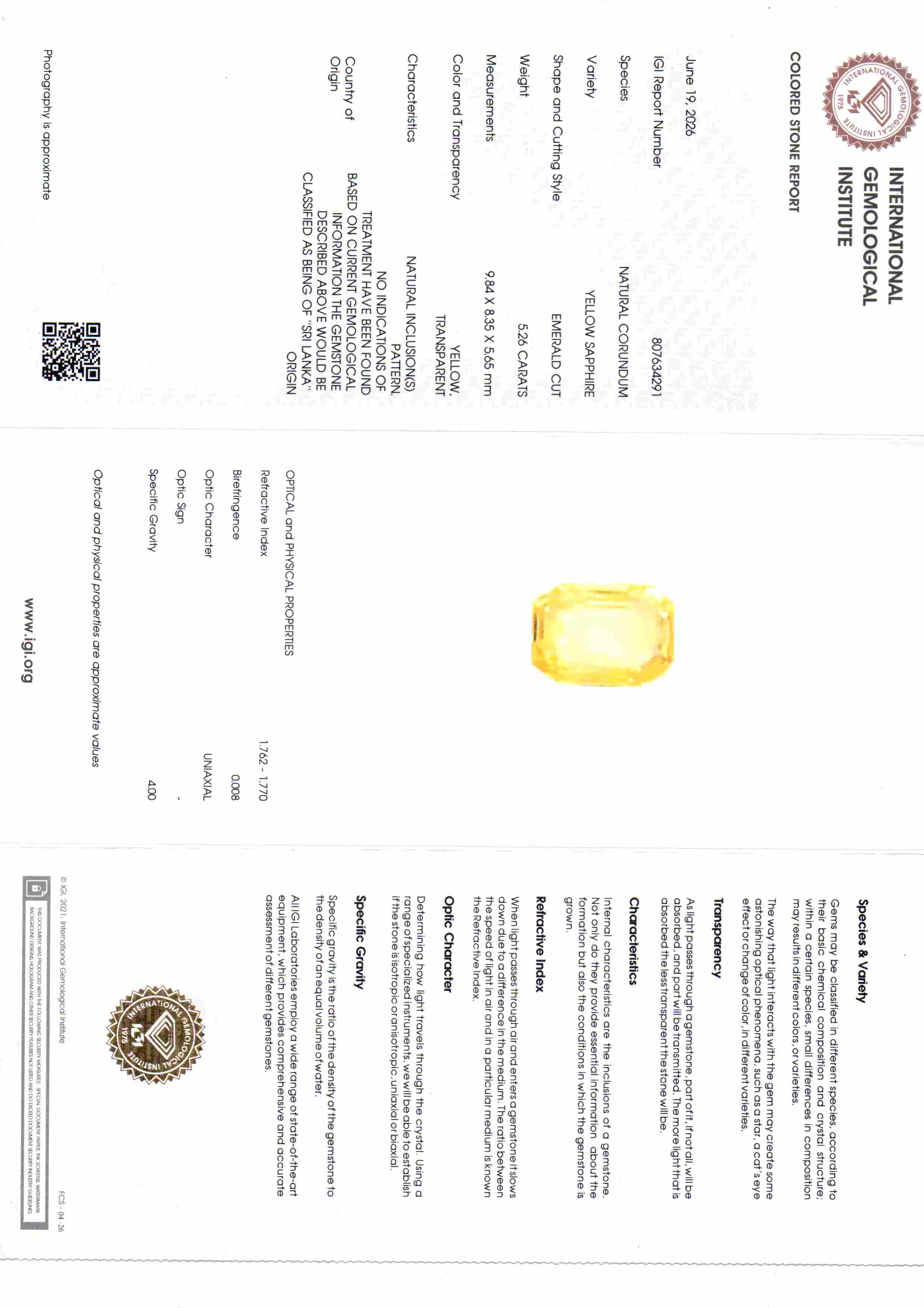 3,53 Karat 3,92 Ratti Zertifizierter Ceylon Gelber Saphir Pukhraj Stein