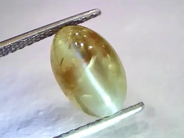 5.40 Ct Certified Untreated Natural Chrysoberyl Cats Eye,Lehsunia - Venus Gems