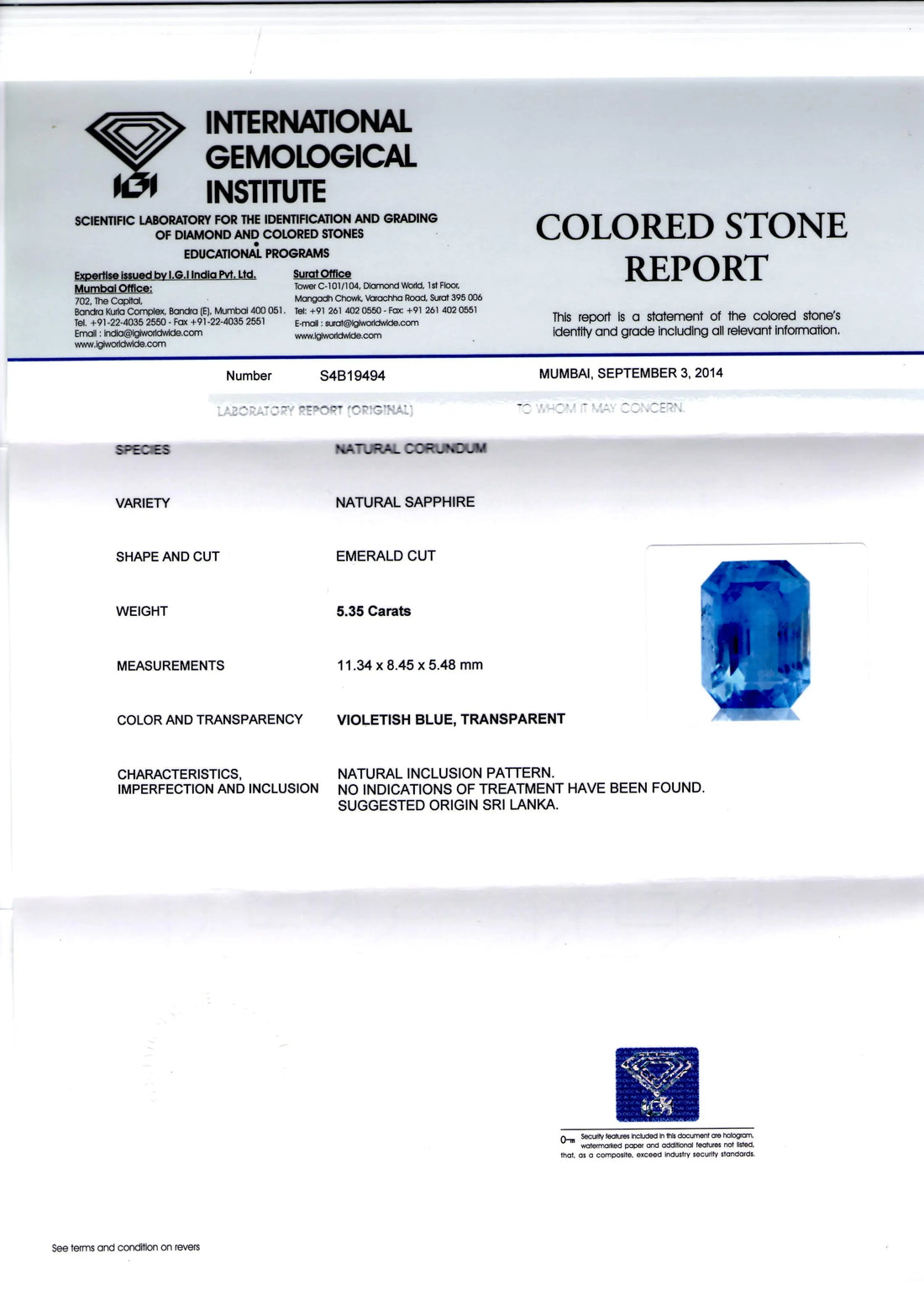 5.35 Ct Unheated Untreated Natural Ceylon Blue Sapphire Neelam