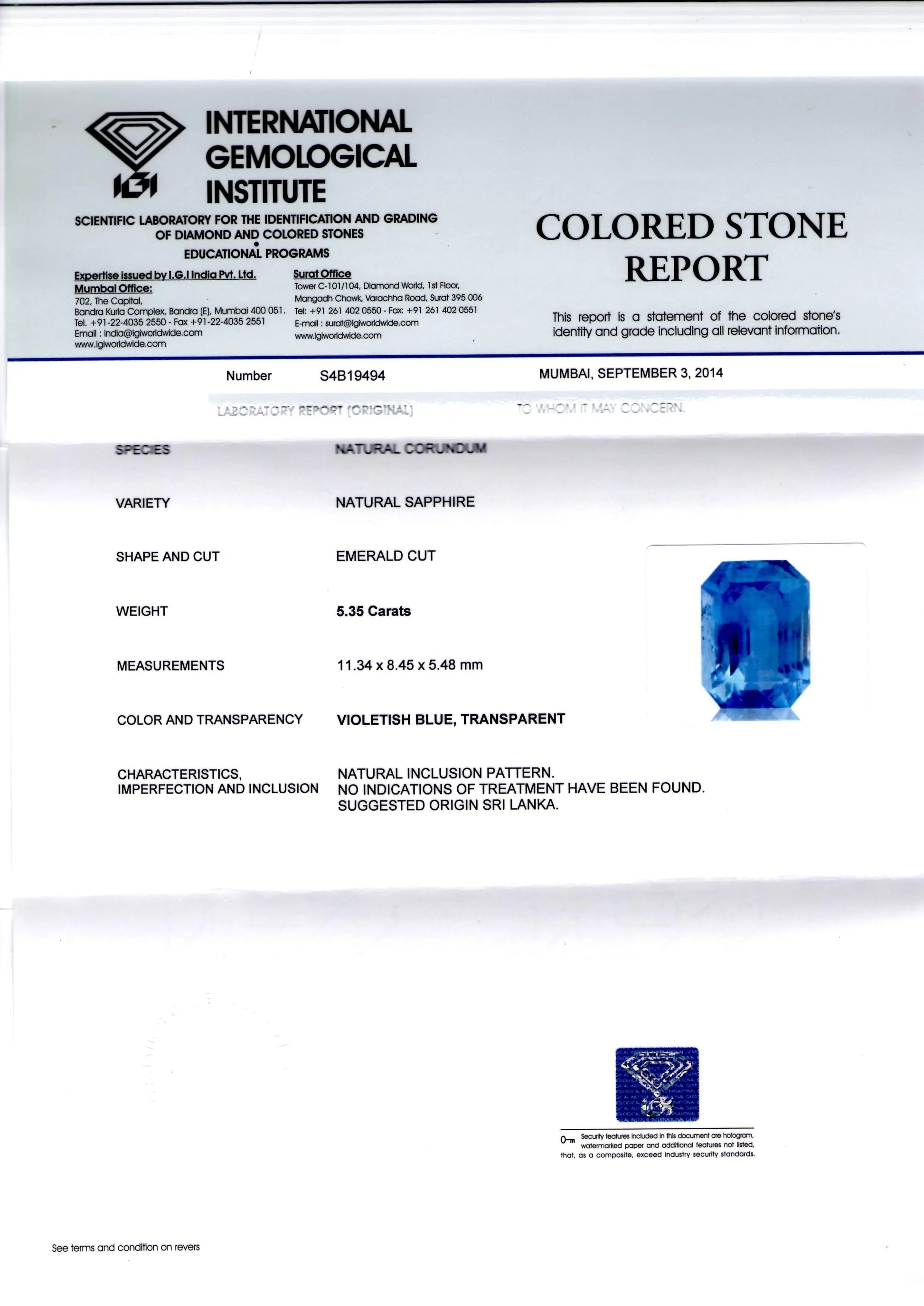 5.35 Ct Unheated Untreated Natural Ceylon Blue Sapphire Neelam