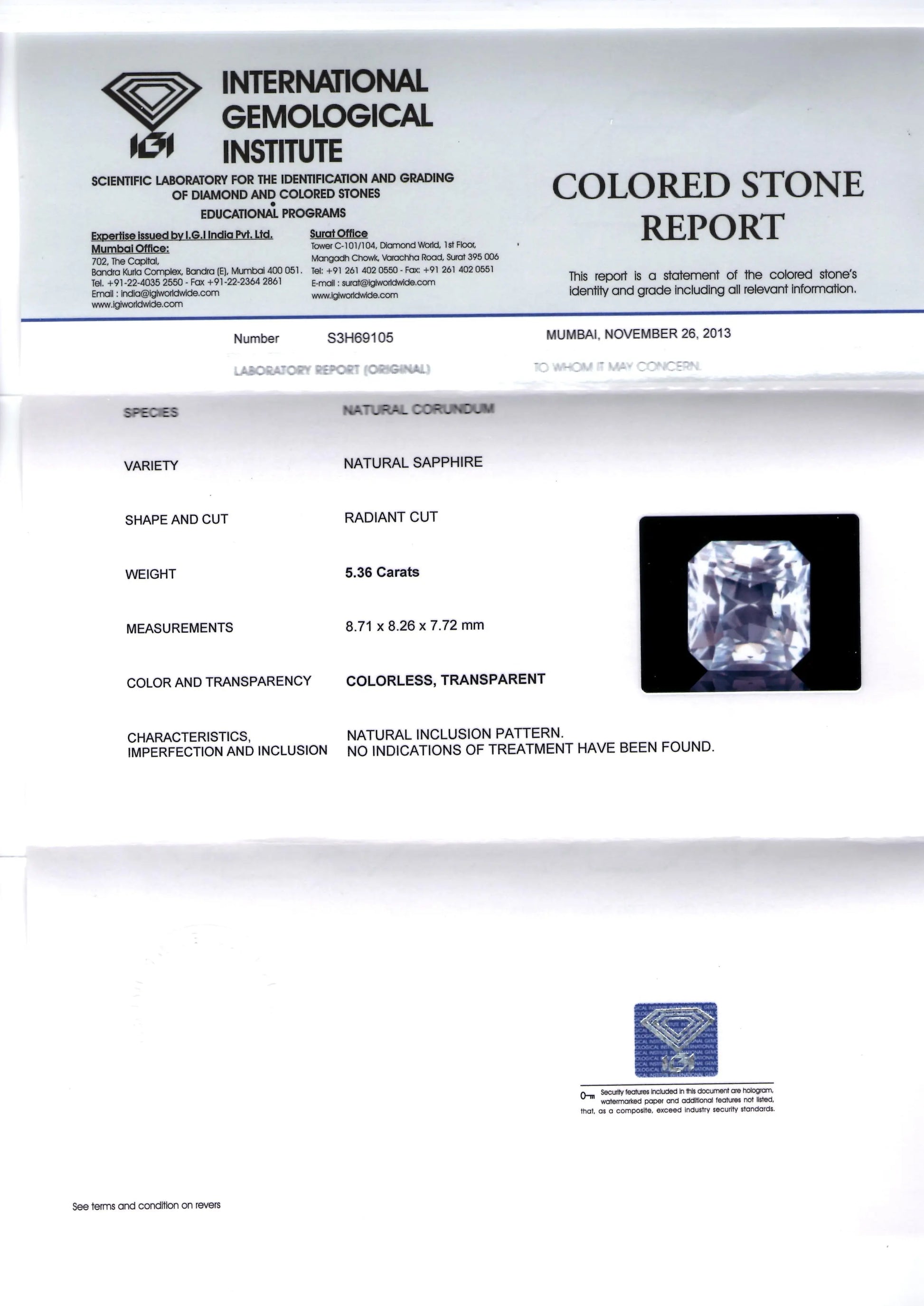 5.36 Ct Unheated Untreated Natural Ceylon White Sapphire Gemstone AAAAA