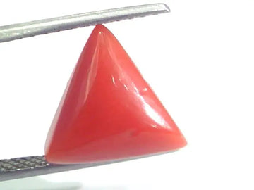 5.37 Ct 5.96 Ratti Natural Italian Triangle Red Coral Moonga Gemstone