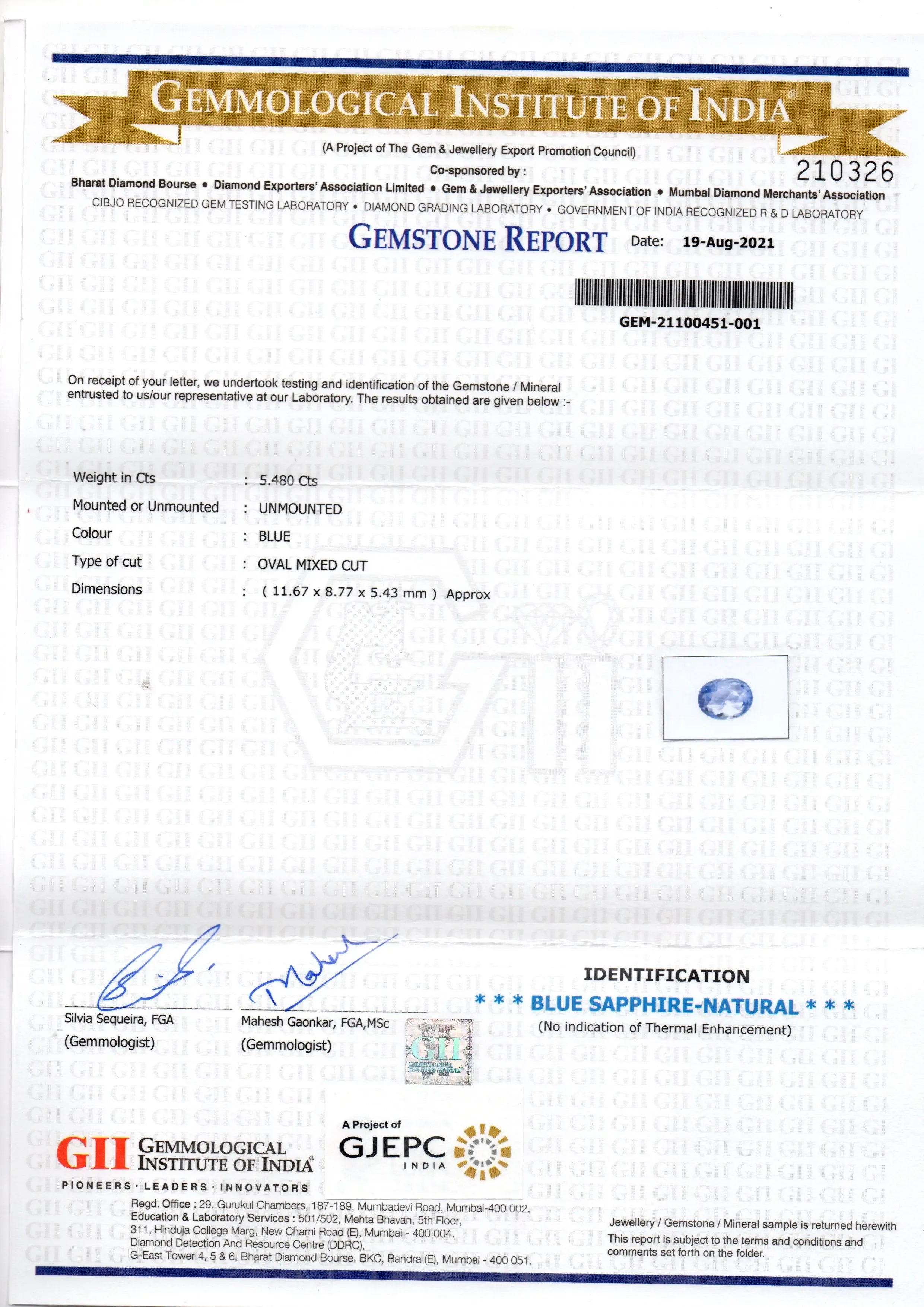 5.48 Ct GII Certified Unheated Untreated Natural Ceylon Blue Sapphire - Venus Gems
