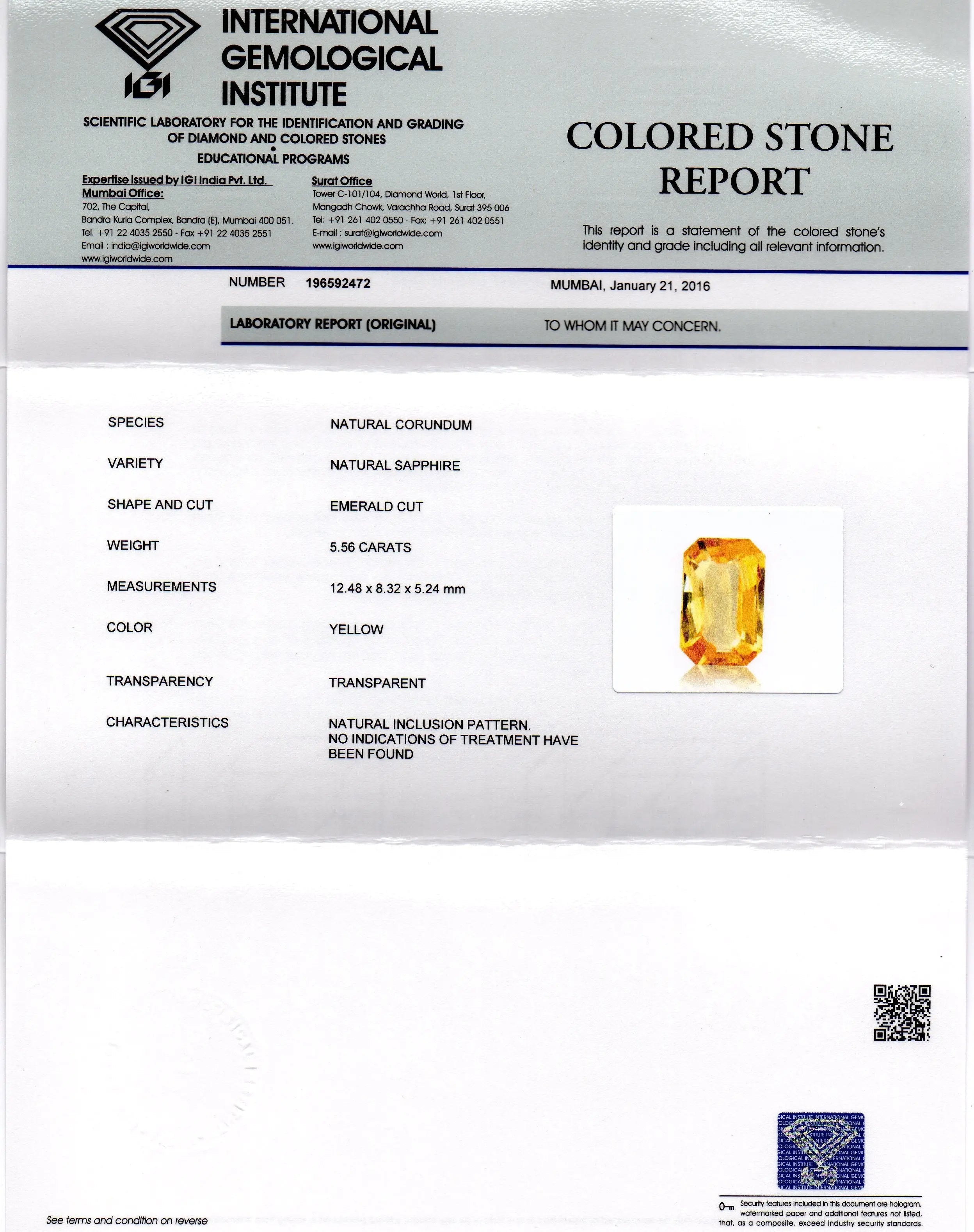 5.56 Ct Unheated Untreated Natural Ceylon Yellow Sapphire Gems