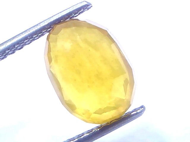 5.61 Carat 6.16 Ratti Certified Natural Yellow Sapphire Pukhraj Stone (Heated)