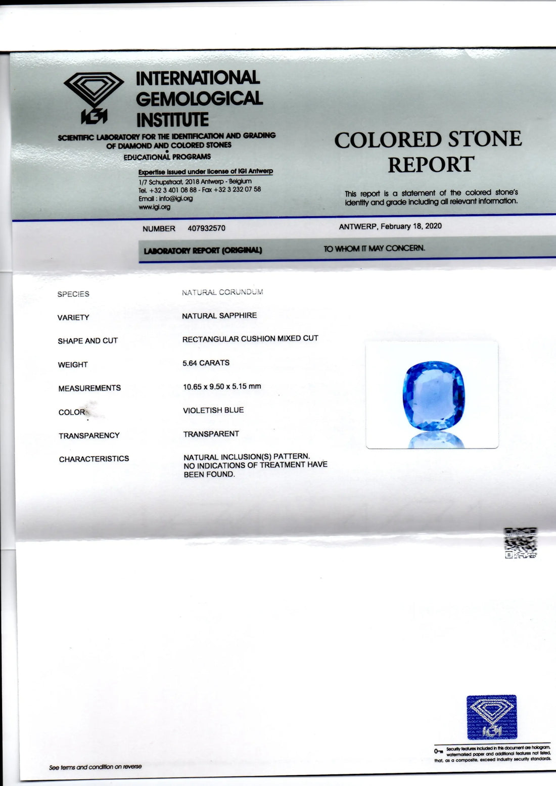 5.64 Ct IGI Certified Unheated Untreated Natural Ceylon Blue Sapphire - Venus Gems