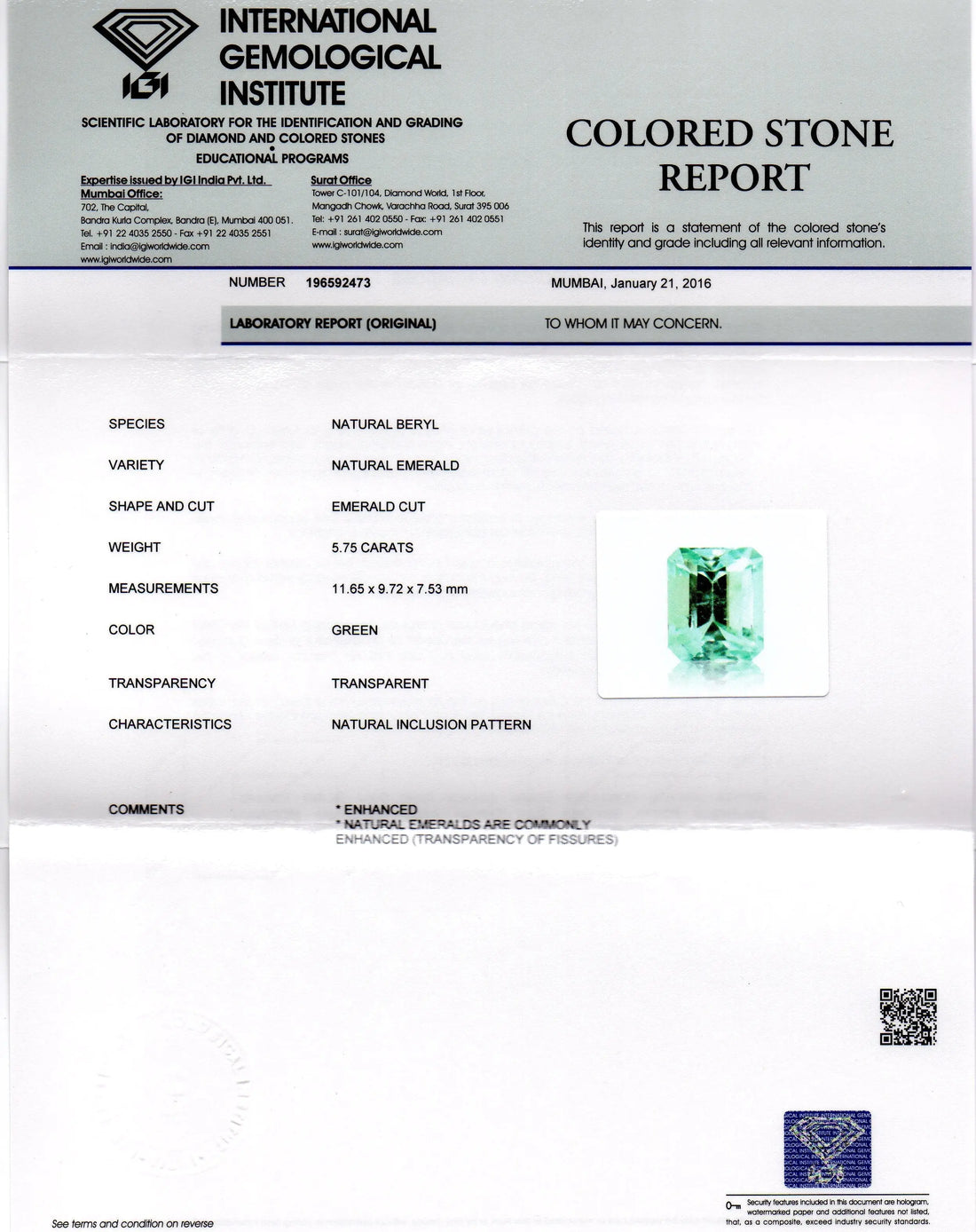 5.75 Ct Unheated Natural Colombian Emerald Gemstone**RARE**