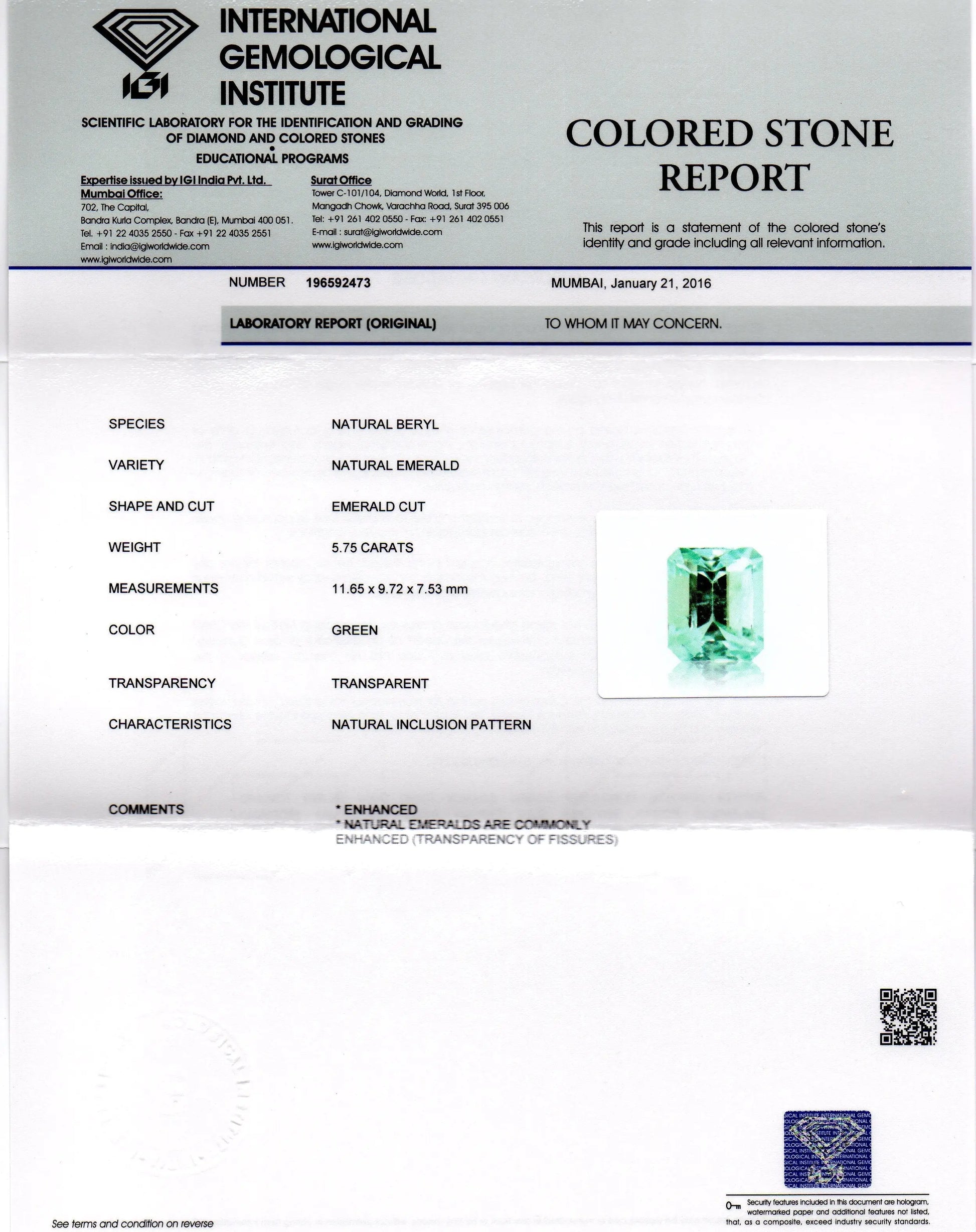 5.75 Ct Unheated Natural Colombian Emerald Gemstone**RARE**