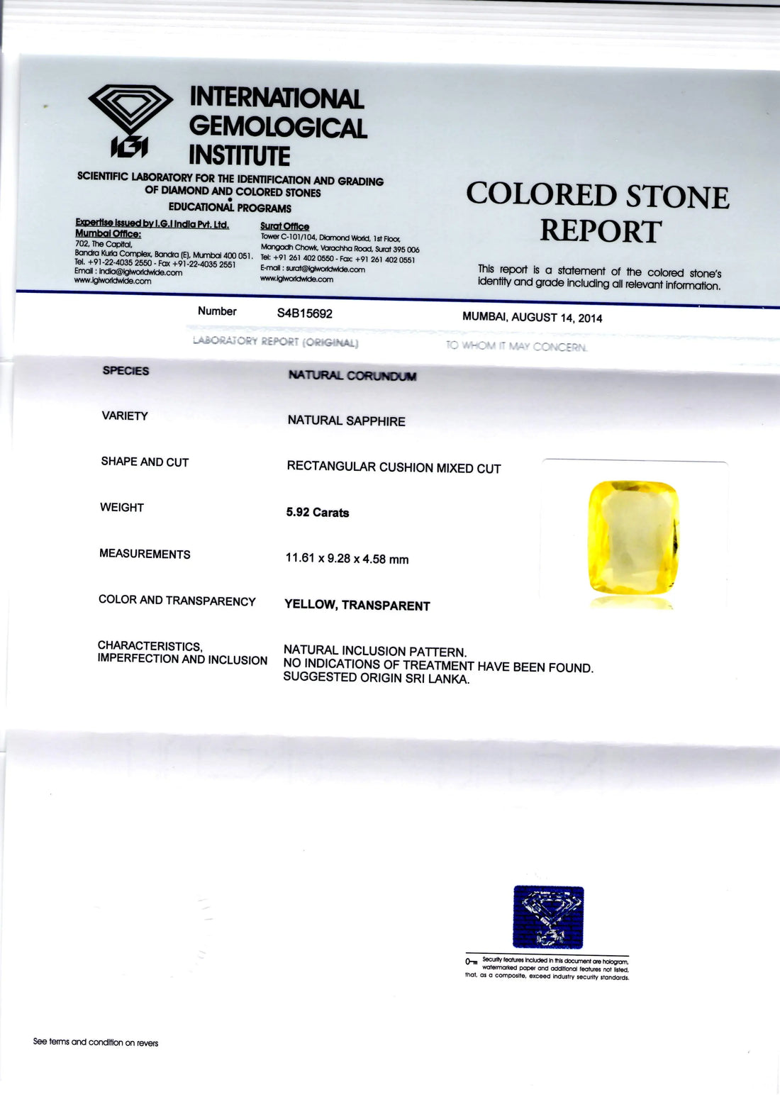5.92 Ct Unheated Untreated Natural Ceylon Yellow Sapphire Pukhraj