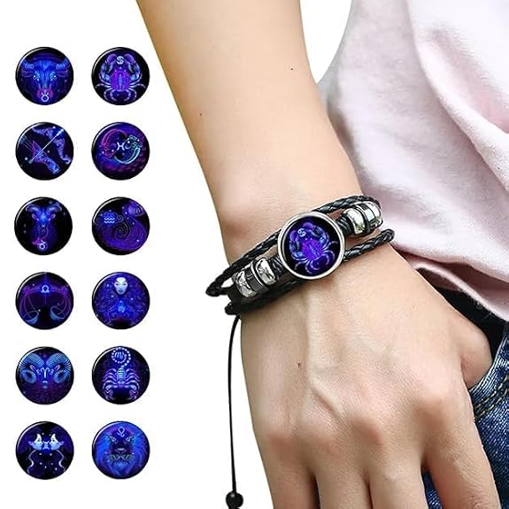 Zodiac Sign Bracelet in Blue on Black Thread | Choose Your Sign