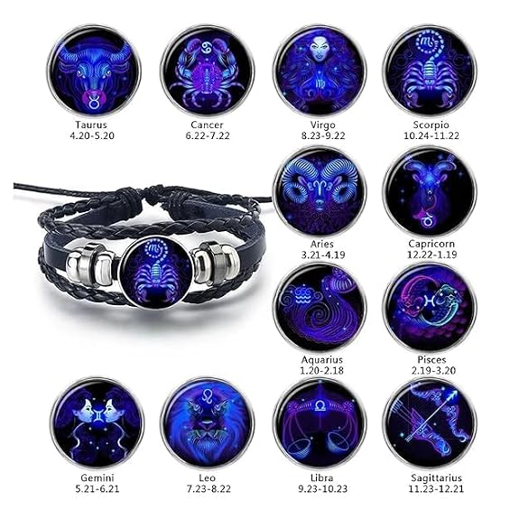 Zodiac Sign Bracelet in Blue on Black Thread | Choose Your Sign