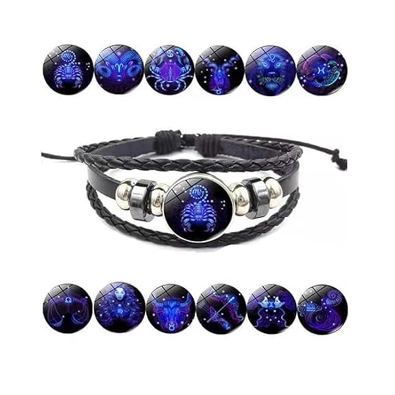 Zodiac Sign Bracelet in Blue on Black Thread | Choose Your Sign