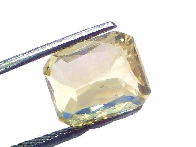 5.53 Ct IGI Certified Unheated Natural Ceylon Yellow Sapphire Pukhraj, showcasing a radiant yellow hue and brilliant cut.