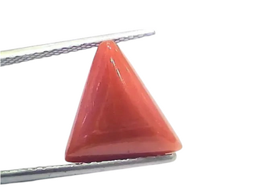 5.92 Ct 6.57 Ratti Natural Italian Triangle Red Coral Moonga Gemstone - Venus Gems