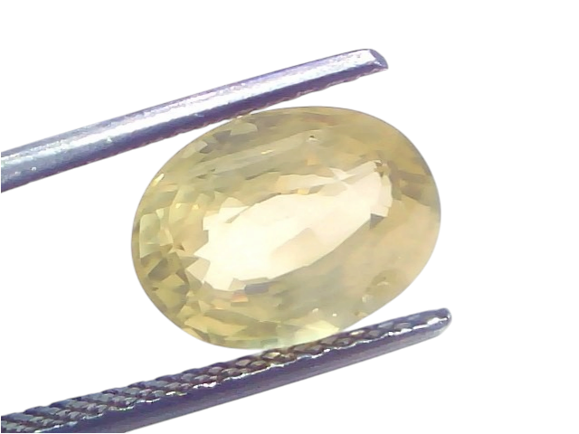 Venus Gems 5.28 carat unheated oval mixed cut natural yellow sapphire gemstone from Ceylon with excellent luster