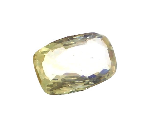 6.00 Carat Ceylon Natural Yellow Sapphire Pukhraj, unheated, with a rectangular cut and a light yellow hue.