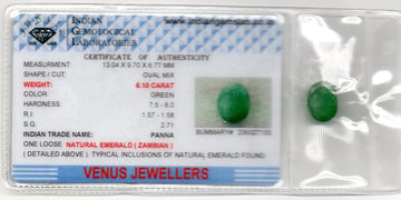 6.10 Ct Certified Untreated Natural Zambian Emerald Panna Gemstone