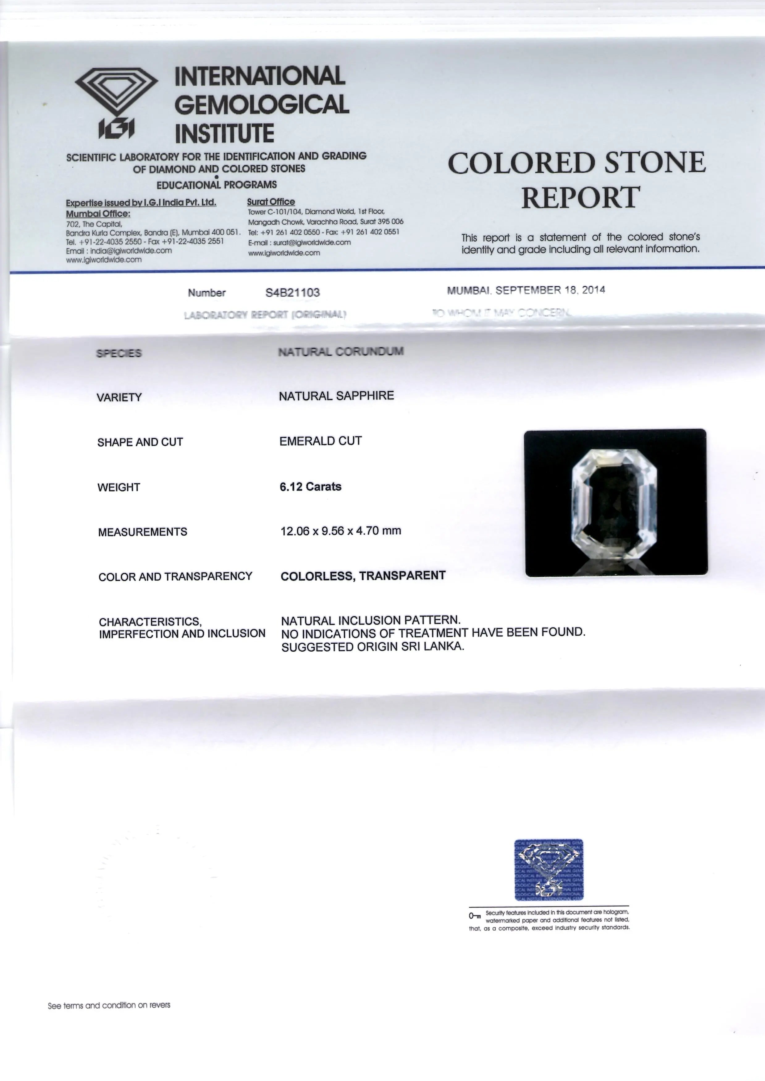 6.12 Ct Unheated Untreated Natural Premium White Sapphire Gemstone