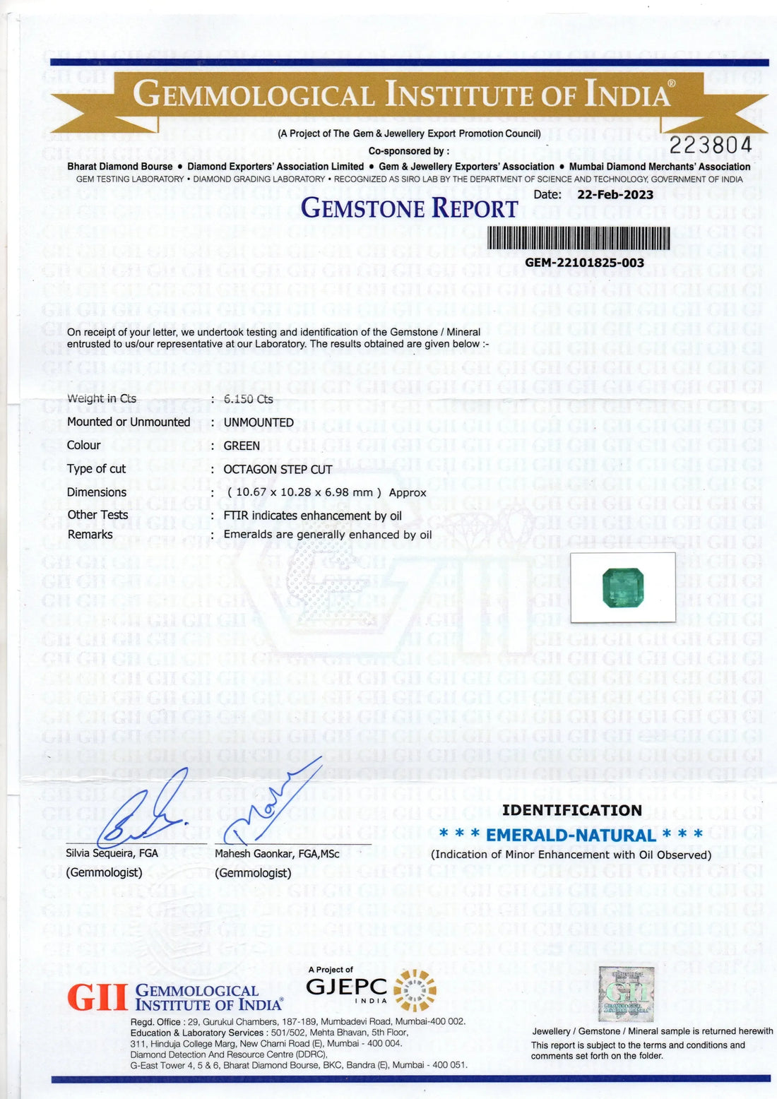 6.15 Ct GII Certified Untreated Natural Zambian Emerald Gemstone Panna - Venus Gems