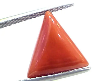 6.23 Ct 10.3 Ratti Natural Italian Triangle Red Coral Moonga Gemstone