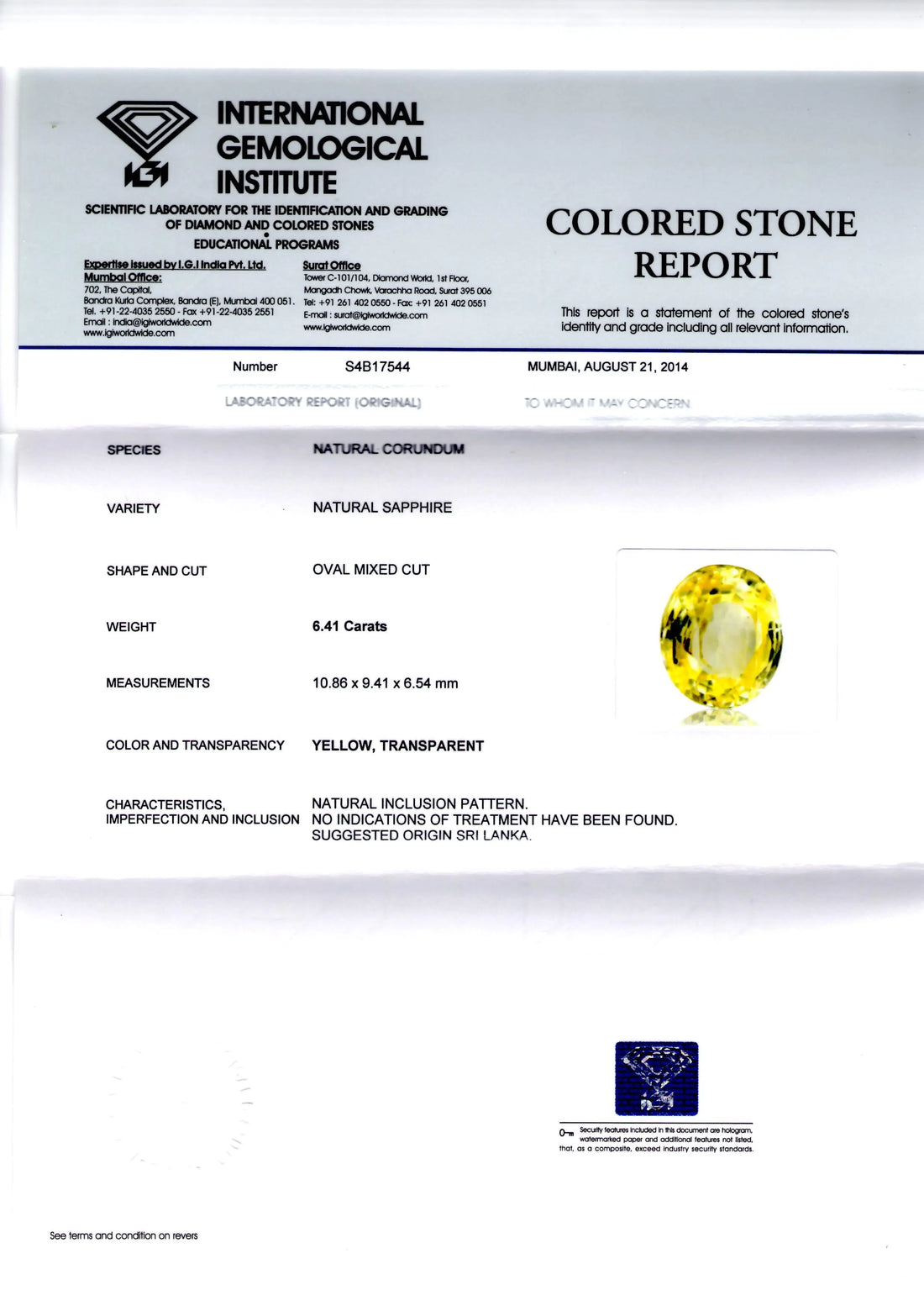 6.41 Ct Unheated Untreated Natural Ceylon Yellow Sapphire/Pukhraj AA