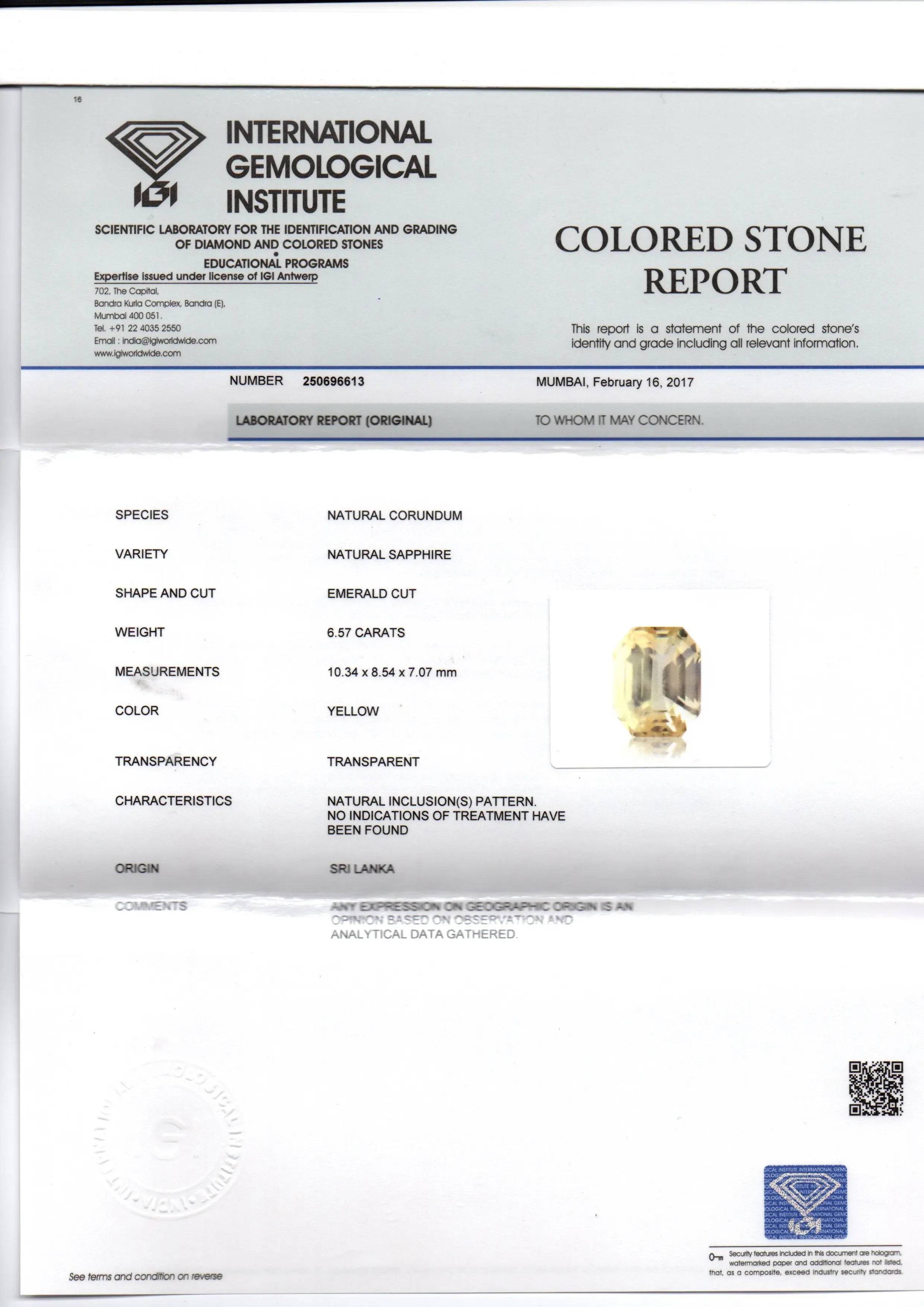 6.57 Ct Unheated Untreated Natural Ceylon Yellow Sapphire Gemstone - Venus Gems