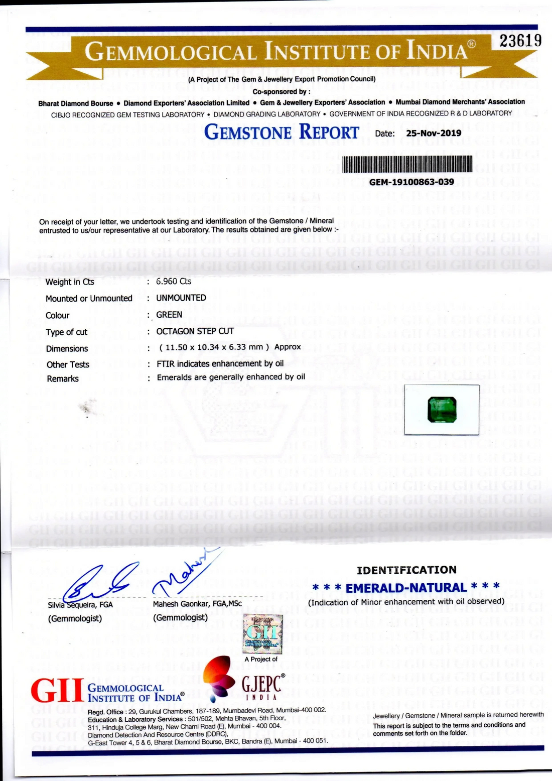 6.96 Ct GII Certified Untreated Natural Zambian Emerald Gems AAA - Venus Gems