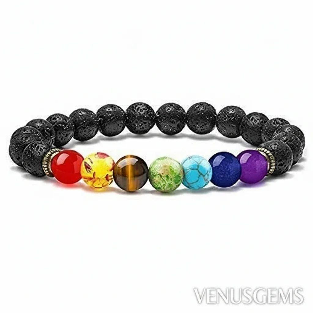 7 Chakra Lava Bracelet - Venus Gems