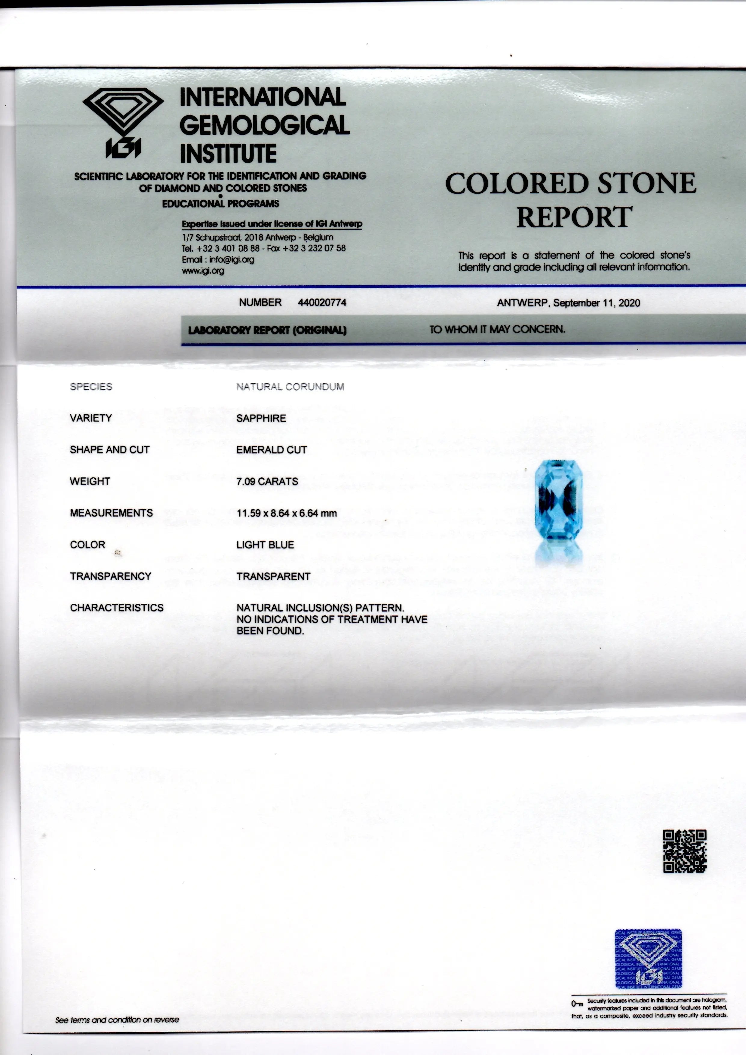 7.09 Ct IGI Certified Unheated Untreated Natural Ceylon Blue Sapphire