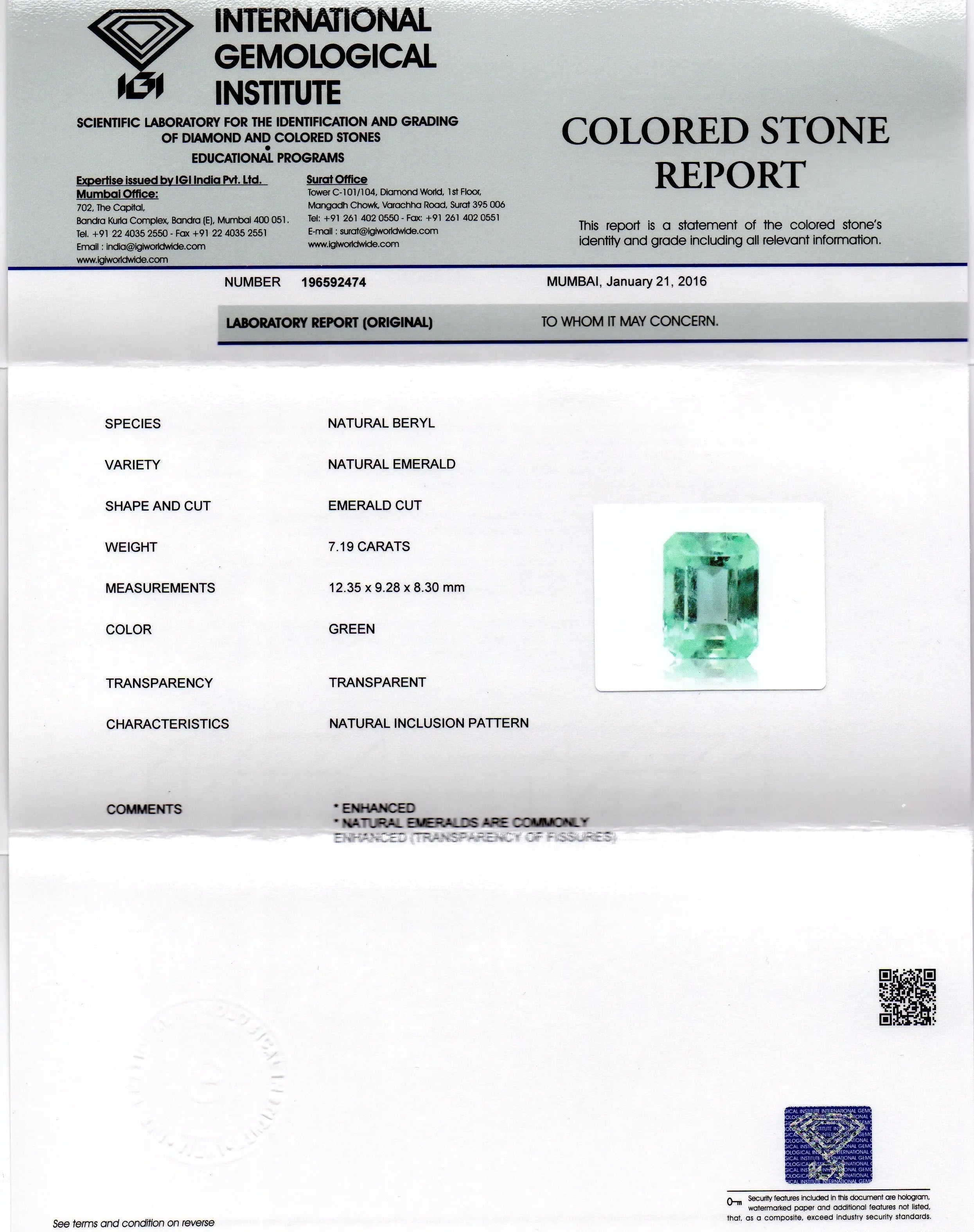 7.19 Ct Unheated Natural Colombian Emerald Gemstone**RARE** - Venus Gems