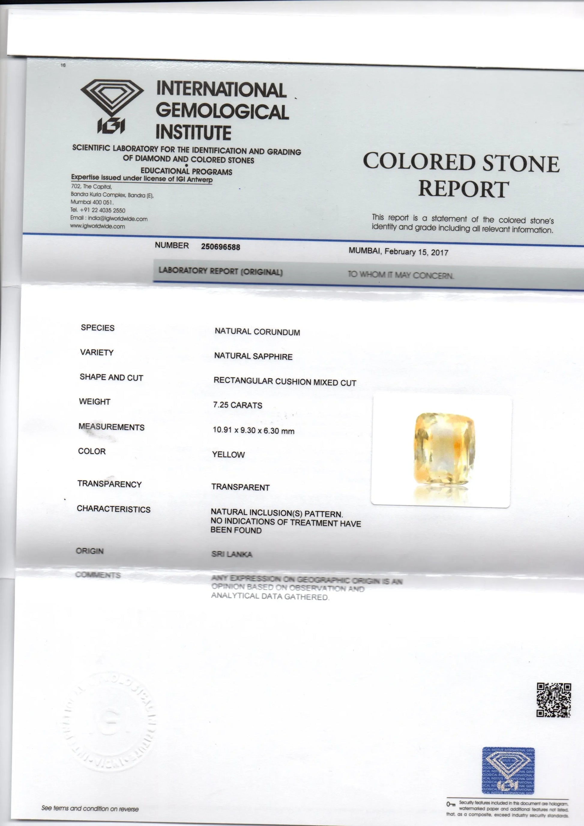 7.25 Ct Unheated Untreated Natural Ceylon Yellow Sapphire Gemstone - Venus Gems