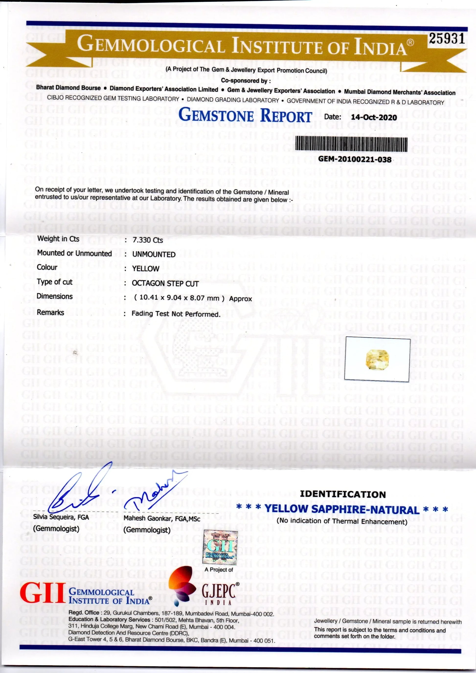 7.33 Ct GII Certified Unheated Untreated Natural Ceylon Yellow Sapphire - Venus Gems