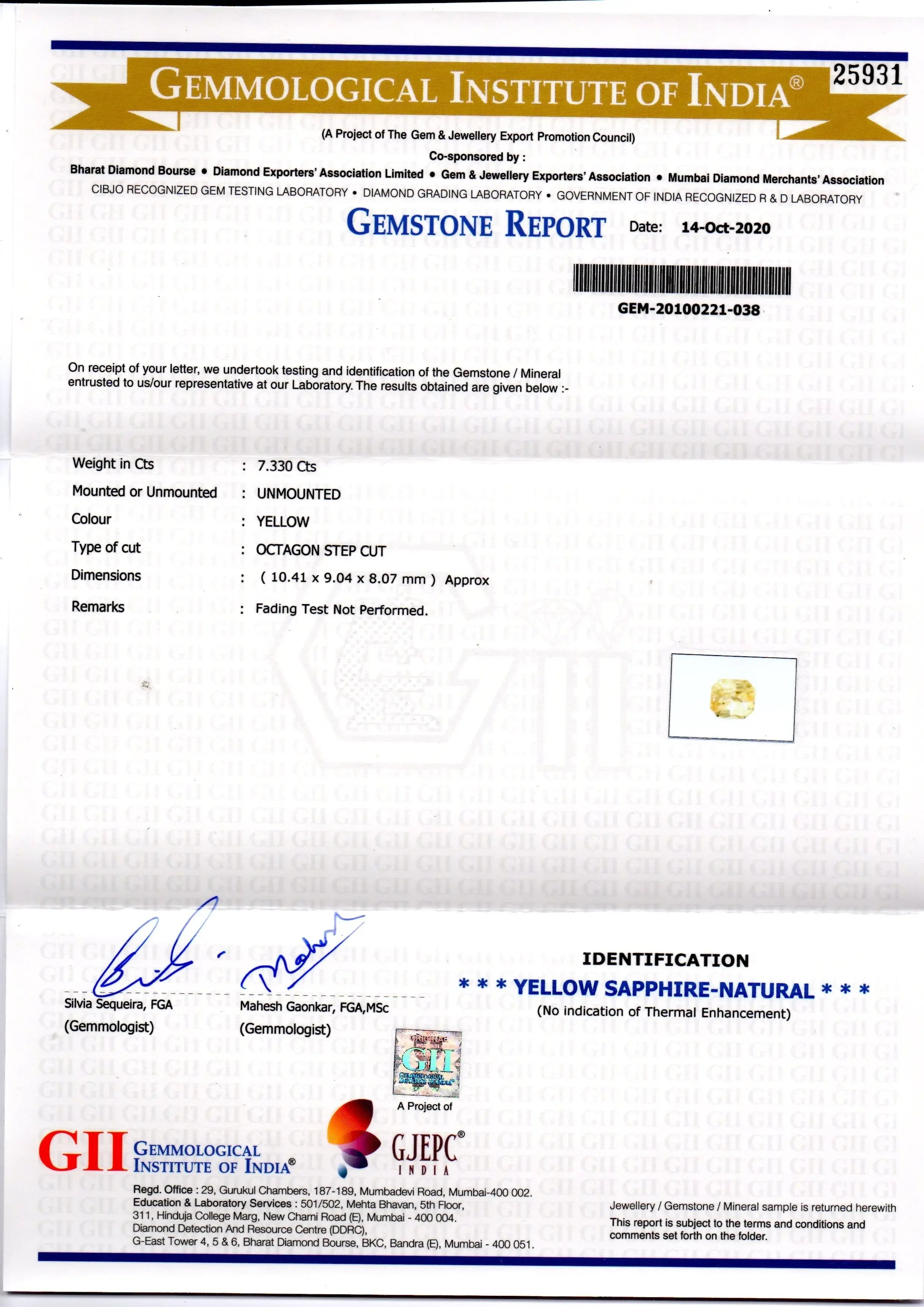 7.33 Ct GII Certified Unheated Untreated Natural Ceylon Yellow Sapphire - Venus Gems