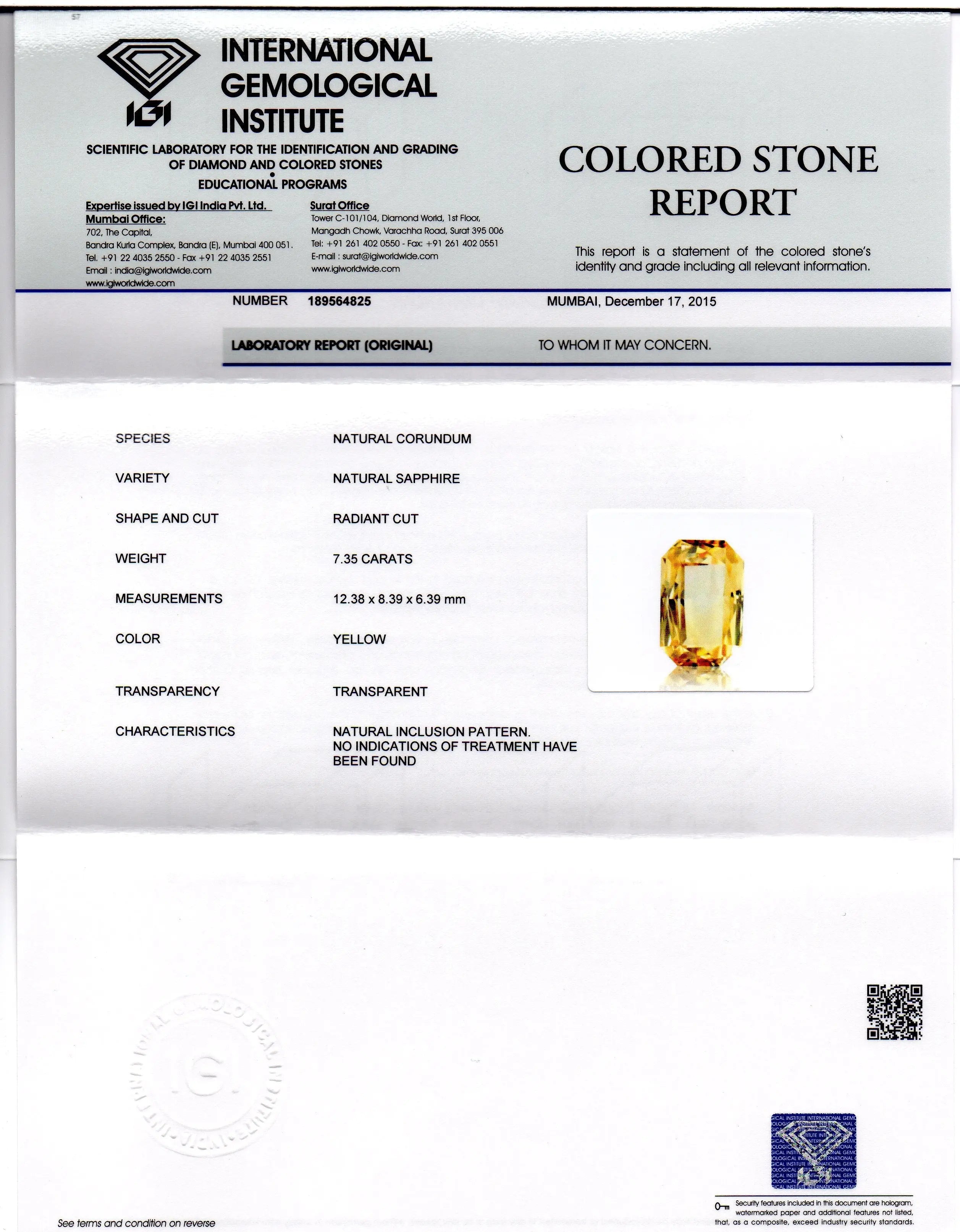 7.35 Ct Unheated Untreated Natural Ceylon Yellow Sapphire Gems AAA