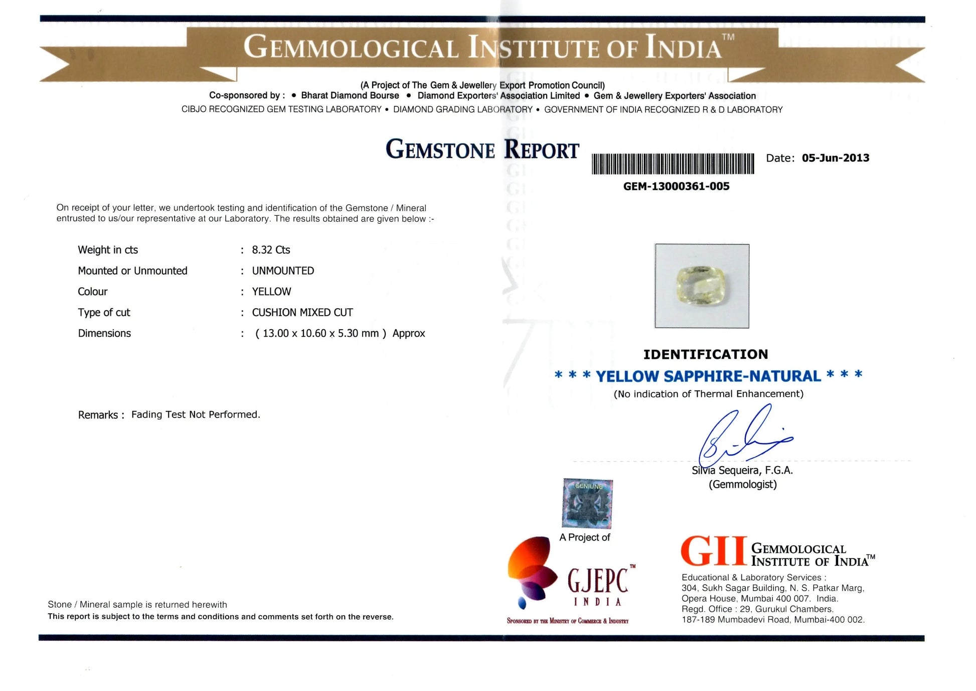 8.32 Ct Certified Unheated Untreated Natural Ceylon Yellow Sapphire