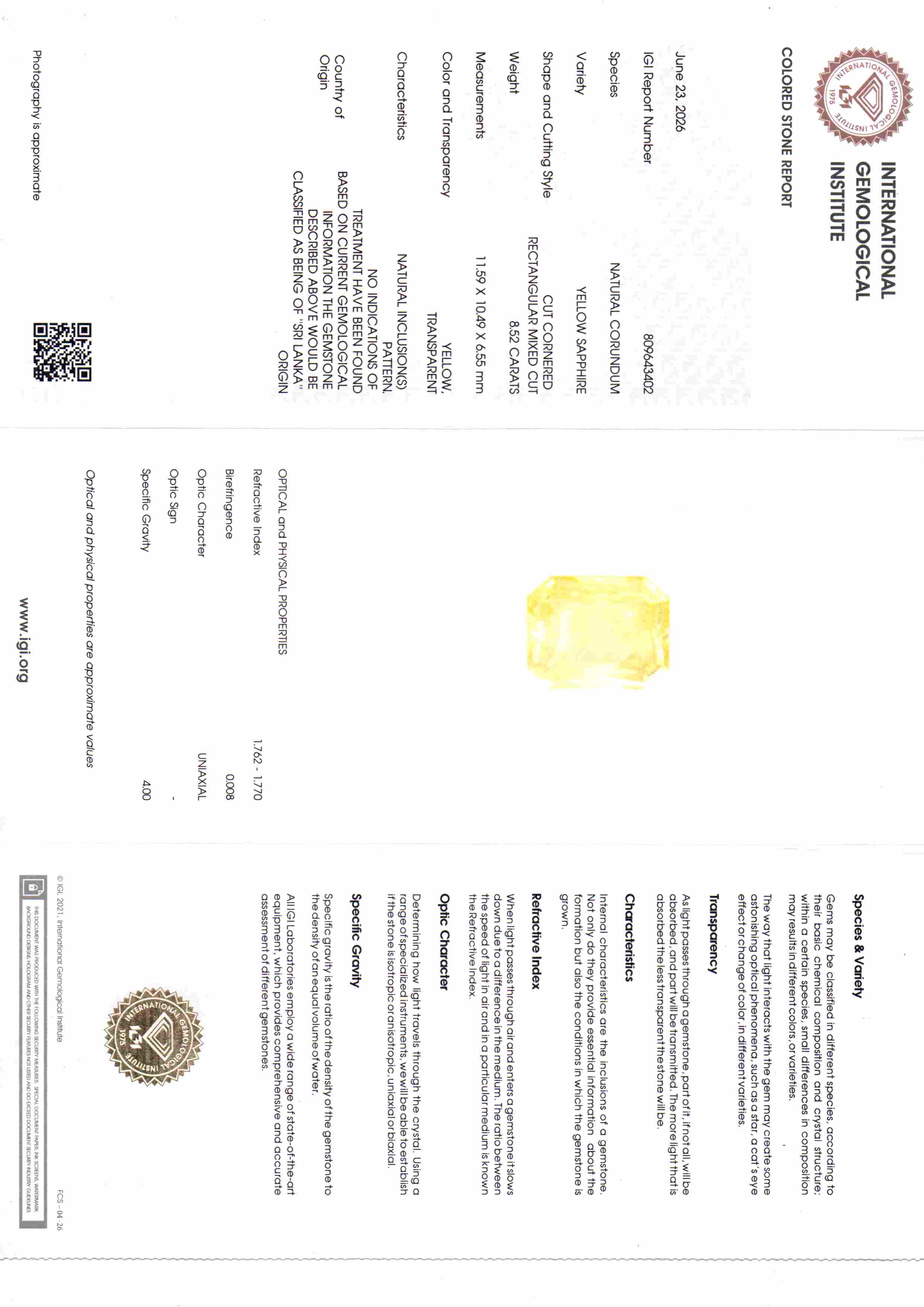 3,53 Karat 3,92 Ratti Zertifizierter Ceylon Gelber Saphir Pukhraj Stein