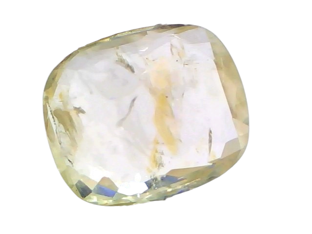 8.00 Ct Certified Unheated Natural Ceylon Yellow Sapphire Pukhraj displayed in tweezers, showcasing its clear, light yellow h