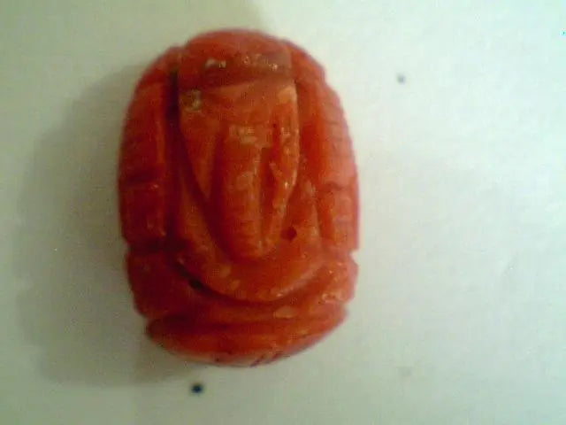 9.22 Ct Natural Red Coral Gems With Lord Ganpati Carved On It